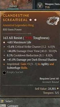 How To Craft Rogue Dance Of Knives Ring Season 11 Diablo 4