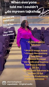 For 20 years I have wanted to have my own talkshow. So many executives told me I couldn’t do a talk show by myself… that audiences wanted younger hosts… NO NO NO. I heard so many ‘No’s,’ I would cry myself to sleep because I knew that if I was just given a chance I would be a success. I watched others do what I wanted and it hurt. But I never gave up on my dream of being a talk show host. I prepared and honed my skills by being a radio show host on the Tom Joyner Morning Show; a standup comic; c