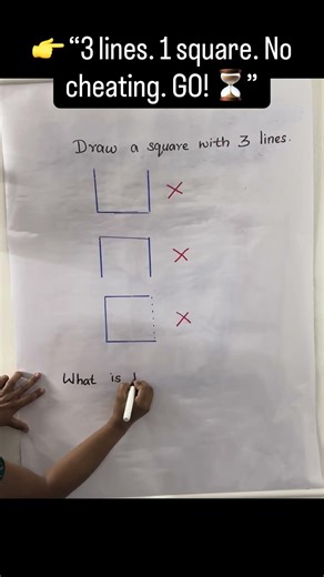 Draw a Square with 3 Lines Challenge 🧠