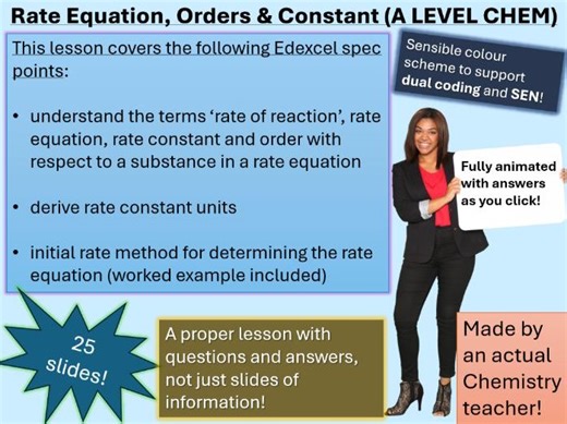 Rate Equation, Rate Constant and Orders of reaction (click for video preview) | Teaching Resources