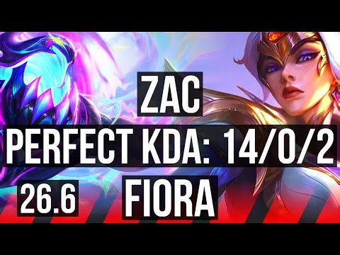 ZAC vs FIORA (TOP) | Perfect KDA: 14/0/2 | KR Master | 26.6