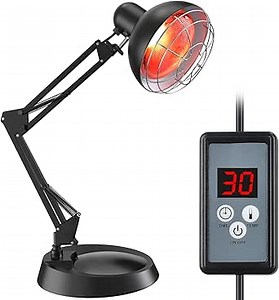 Infrared Light Heat Lamp, Near Red Light Therapy for Body Muscle Joint Pain Relieve 150W Bulb with Adjustable Stand, Timer