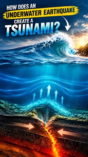 How Does an Underwater Earthquake Create a Tsunami? 😳🌊 #usa #facts #usashorts #america #ocean #tsun.