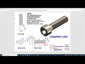 SOLIDWORKS PRACTICE TUTORIAL-37, ALLEN BOLT DESIGN