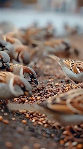 burung gereja?Biasanya hidup berkelompok dan mencari makan berupa biji-bijian atau sisa makanan.