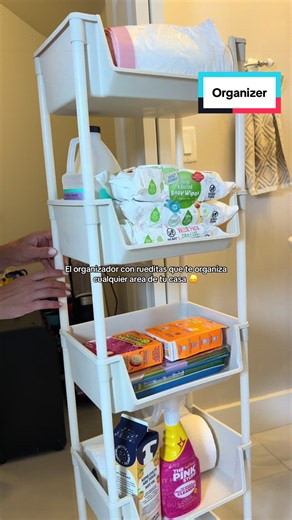 Este organizador multifuncional con rueditas funciona para tantas cosas👏🏼🪄#storagehacks #storageorganizer #multifunctionalorganizer #organizedhome #organization