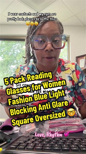 SELLING FAST! 5 Pack Reading Glasses for Women Fashion Blue Light Blocking Anti Glare Square Oversized Spring Hinge Multi Color Computer Eyeglasses #readers #readingglasses #antiglare #bluelightblockingglasess #tiktokshopcreatorpicks