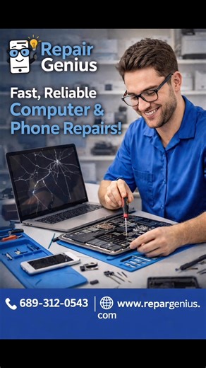 At Repair Genius, we specialize in fast, reliable phone & computer repairs so you don’t miss a beat. 📱 iPhone repairs 💻 Laptop & computer repairs ⚡ Same-day service available 🚗 We’re MOBILE and come to YOU at NO extra cost No shop. No waiting. No stress. 📞 Call or text 689-312-0543 🌐 https://www.repairgeniuses.com 👉 Tap ❤️ if your device needs some genius-level help 👉 Save this reel for later (future-you will thank you) #RepairGenius #PhoneRepair #ComputerRepair #iPhoneRepair #MobileRepai