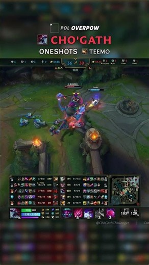 (POL Overpow) Cho'Gath ONESHOTS Teemo | EUW Challenger Patch 26.10 #shorts