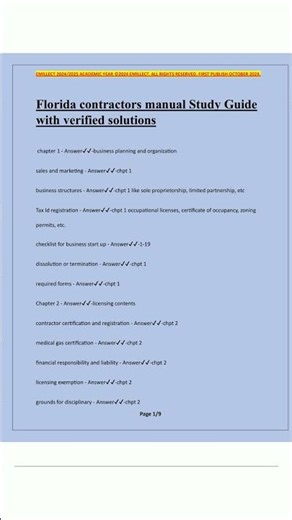 Florida contractors manual Study Guide with verified solutions6
