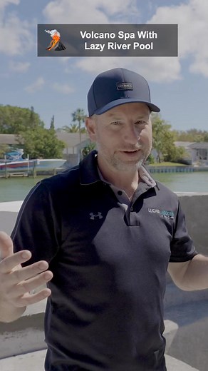 47K views · 917 reactions |  Volcano Spa with Lazy River Pool. We collaborated with @poseidonpools to make this backyard a reality. #volcano #lazyriver #lazyriverpool #poolbuilders #construction #pool #builder | Lucas Lagoons | Facebook