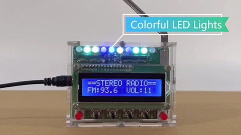 FM Radio Kit, ICSTATION Soldering Projects Radio with LED Flashing Lights DIY Radio Kit LCD1602 Display FM 87-108MHz Soldering Practice Kit for Back to School Solder Education Creative Present