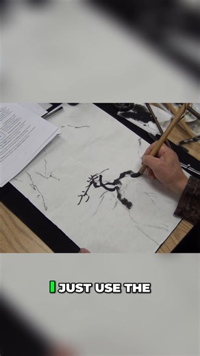 Blocking in shapes with a dry brush. The angle? More important than you think. Ink just on the tip to draw hidden branches behind the rock. It's all about varying the rhythm of in and out. #DryBrush #CliffDrawing #PineBoughs #InkDrawing #ArtTechnique | Blue Heron Arts