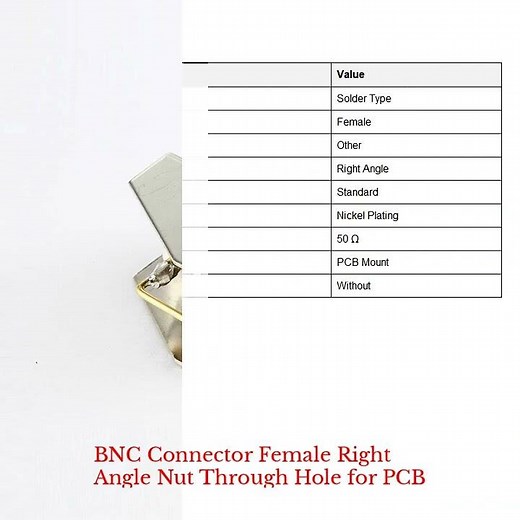 BNC Connector Female Right Angle Nut Through Hole for PCB