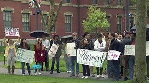 Pro-life, pro-choice protesters rally on campus of Harvard University