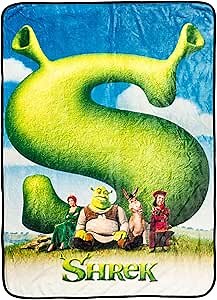 Silver Buffalo Shrek Movie Poster Featuring Donkey, Princess Fiona, and Lord Farquaad 45" x 60" Fleece Throw, Soft and Cozy Blanket, 250 GSM