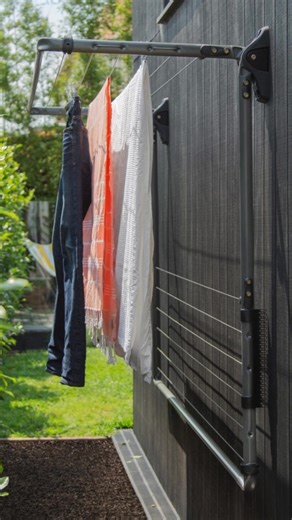 Smarter living starts here  Hills Folding Frame Clotheslines are your space-saving essential. Strong enough for double sheets yet folds neatly away when you need extra space. 狀✨ Choose from COLORBOND® Dune or Woodland Grey, in Single or Double models. Find yours today Bunnings Warehouse Australia. | Hills Home Living | Facebook