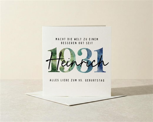 Personalized 95th Birthday Card (1931 Year) | Gift for Grandpa | Minimalist Card - Etsy