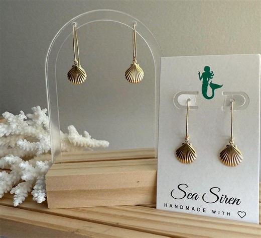 14K Gold Filled Seashell Earrings - Etsy