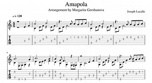 Amapola for guitar. Guitar sheet music and tabs.