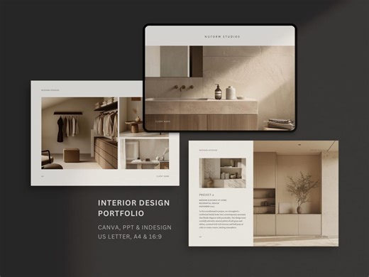 Interior Design Portfolio Template | Interior Designer Portfolio | Folio Template | Design Presentation | PPT Template | Indesign Template - Etsy
