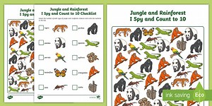 Jungle and Rainforest I Spy and Count Activity to 10