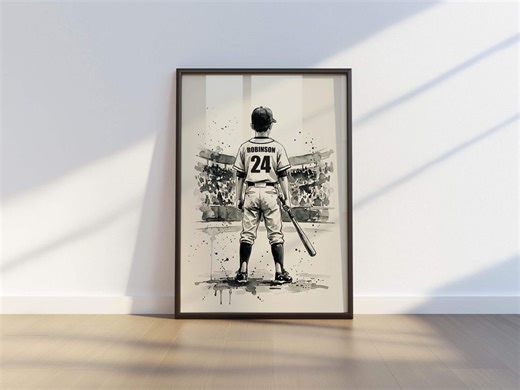Personalized Baseball Wall Art: Name & Number Jersey Watercolor Print (digital Download) - Etsy