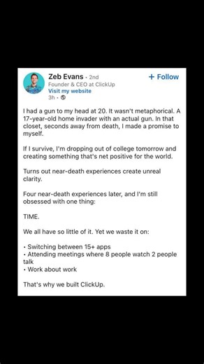 From gunpoint to ClickUp obsession