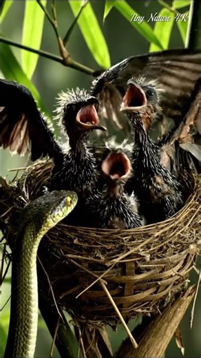 Baby Birds Confront Predator Snake in Forest Nest | Scary 4K Wildlife