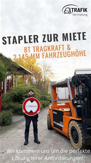 E-Schwerlaststapler: 8t Tragfähigkeit + 2.145 mm Fahrzeughöhe + ZERO EMMISSION #stapler #miete