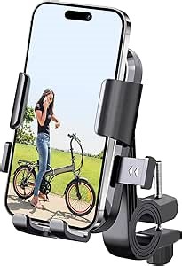 Bike Phone Mount Holder for Electric Scooter, Motorcycle & Ebike – Universal Handlebar Cell Phone Holder, Anti-Shake Design, Easy Install, Compatible with iPhone & Android