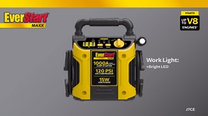 EverStart Maxx 1000 Peak Amp Jump Starter with 120 PSI Compressor, Pivoting LED Light, 3X USB Ports