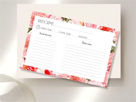 4x6 Printable Recipe Cards – Blank Recipe Card Template – Digital Download for Kitchen Organization - Etsy Australia