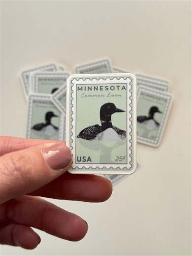Common Loon Art Stamp Sticker | Minnesota State Bird | Decal for Water Bottle, Laptop, Tablet, Scrapbook - Etsy