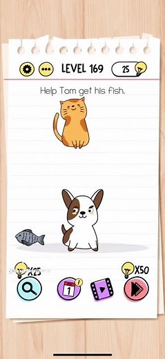 Brain Test Level 169 Help Tom get his fish Answer