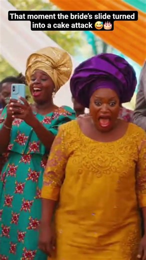 That moment the bride’s slide turned into a cake attack 😅🎂 #shorts