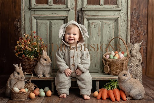 Children Easter Digital Backdrop Composition Bunny Rabbits Background Outdoor Spring Composite, Easter Overlay, Children Background - Etsy