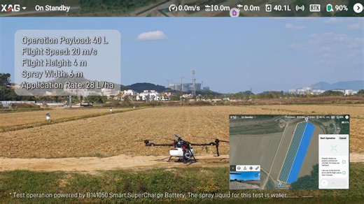 🔋 How efficient can a single battery be? The P150 Max is capable of both spraying and spreading operations using just one battery — reducing operating costs and increasing productivity, especially for small-scale and distributed operations. To evaluate power efficiency in real field conditions, the P150 Max was tested with the following parameters: 🔻10.6 gal payload 🔻45 mph flight speed 🔻19.7 ft spray width 🔻3.0 gal/acre application rate 🌾 Under these conditions, the P150 Max treated 3.5 a