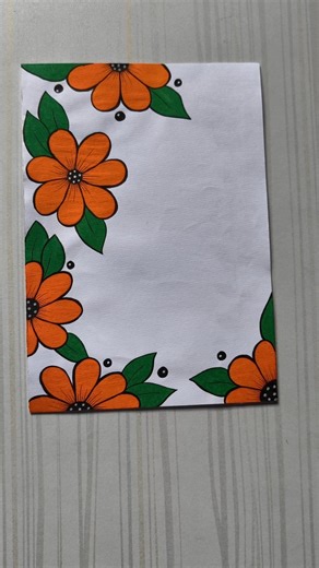 Orange Flower Corner Border Design/6 easy border design/Project design/Priyanka Gunwal #shorts