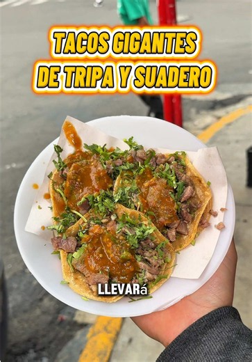 Tacos gigantes de tripa y suadero en Iztapalapa