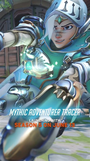 Journey through the #Overwatch2 Season 5 Battle Pass on June 13 to unlock all three stages of Mythic Adventurer Tracer: Tier 45 ➡️ Base Tier 65 ➡️ Intermediate Tier 80 ➡️ Complete #overwatch #gamingontiktok #tracer