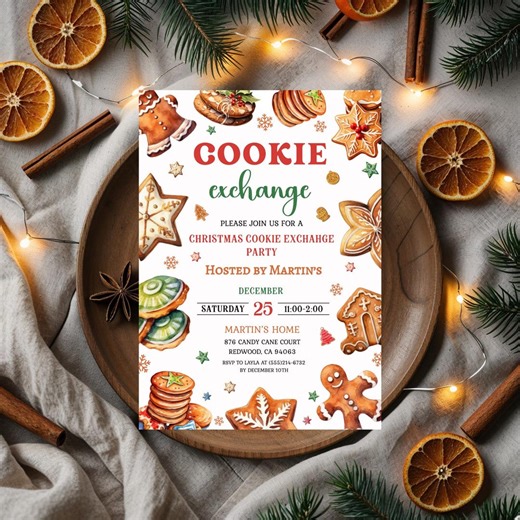 Christmas Cookie Exchange Invitation • Cookie Party Invite • Christmas Cookie Swap Invite • Christmas Holiday Cookies Invitation BBS50 - Etsy Canada