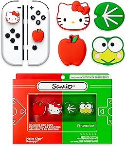Hamee Hello Kitty and Friends Thumb Grips Compatible with Nintendo Switch OLED/Switch Lite, Character Analog Soft Anti-Slip Silicone Joystick Grip Cover Caps – Hello Kitty and Keroppi