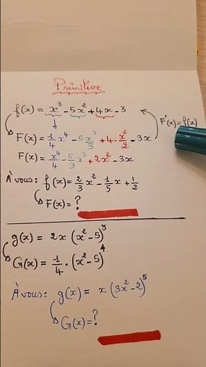 calculer une primitive #maths #fonction #primitive #france #terminal