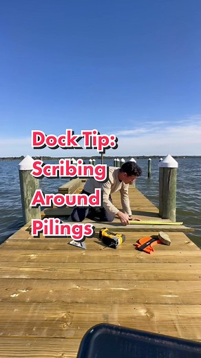 The tips are the best part of the dock build. So here are a few tips on what makes scribing around the pilings go much smoother. #docktok #dock #dockbuilding #bigdockenergy