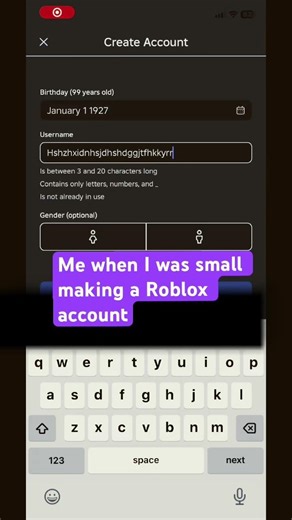 When I was small, making a Roblox account #roblox #mychannel #smallyoutuber #youtuberchannel