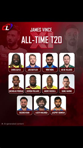 JAMES VINCE ALL-TIME XI T20 #ipl2026 #viratkohli #abdevilliers #trending #shorts