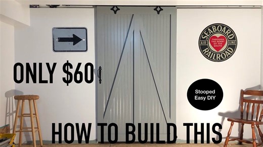 #youknowtherules #familyDIYtv #DOORS #barndoors Today I’m going to show you how to build a custom barn door for less than 60 dollars. This barn door looks like a million dollars. My barn door was 4 feet wide and installed in my basement but can be used for a closet or any other part of the house. Please note this is a one sided barn door, meaning the backside is not meant to be finished but this door can be made double sided very easily. To build this door I used off the shelf 1x3 pre-primed Mat