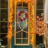 11.8FT Fall Garland 2 Pack for Mantle, Home & Indoor Decorations, Thanksgiving Decor, Autumn Garland for Outdoor Display Orange