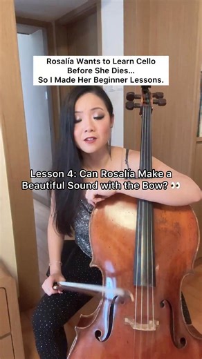 🎻 Rosalía Lesson 4: Today she learned how to really draw sound from the cello. This is where everything changes - when you stop sawing and start connecting. The key? ✔️ Contact point ✔️ Bow speed ✔️ Pull the strings instead of pushing down If you’re stuck in the same place, my $37 Vault gives you the exact blueprint to cross this line. LINK IN BIO or WendyLaw.com/lnks #beginnercello #cellolesson #bowtechnique #cellotips #cellosoun | Wendy Law